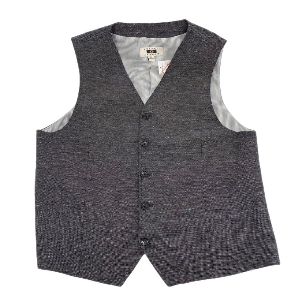 Joseph Abboud Gray Button-Up Wool Vest | Size XL